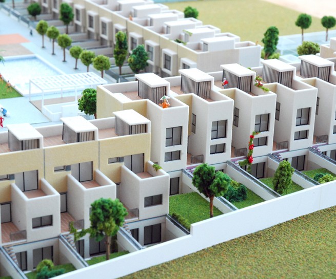 Adosados Pombo 3_maqueta Océano naranja